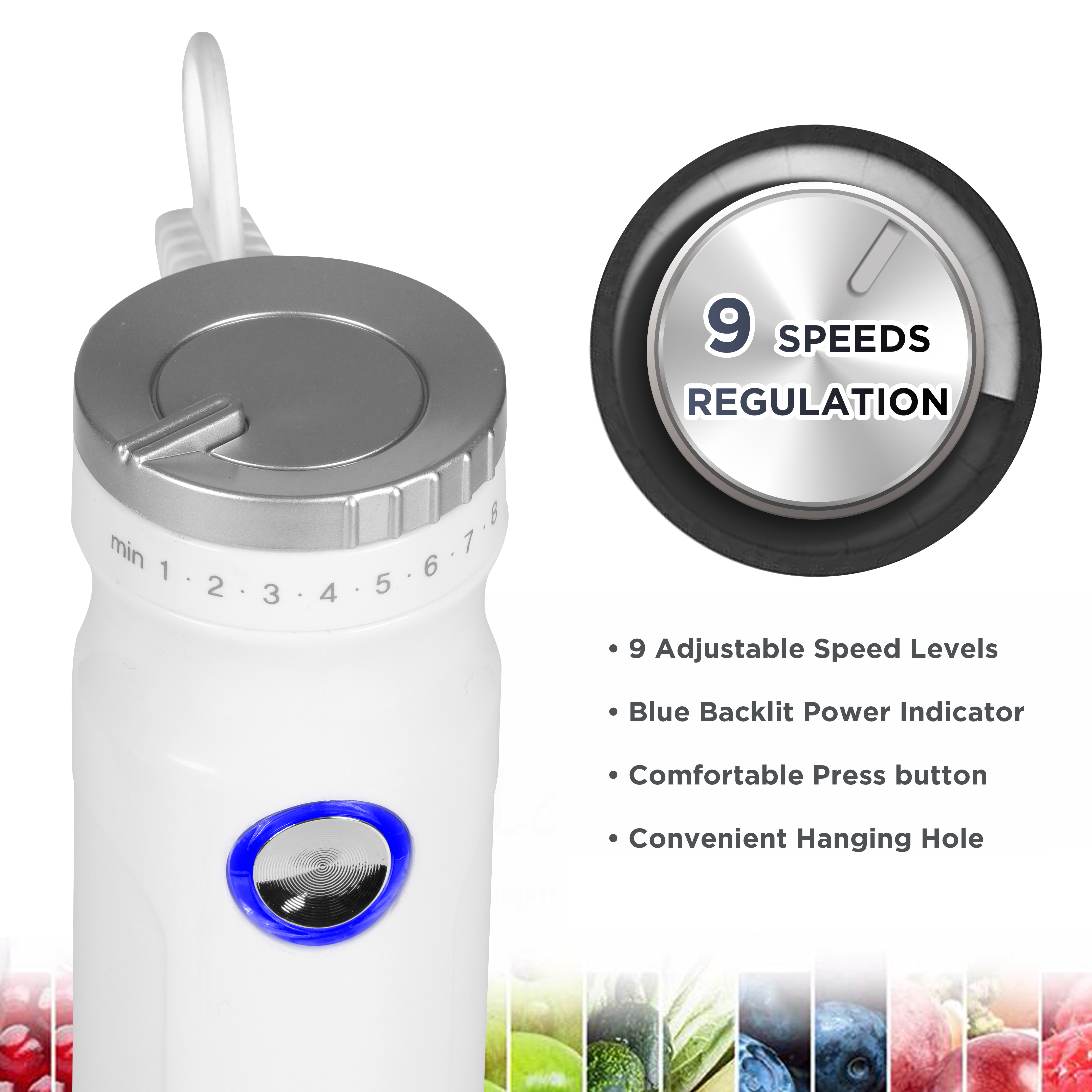 Magiccos Immersion Stick Hand Blender - 9 Speeds Contorl, Slim Stick Blender Wand, 350W DC Motor, For Shakes and Smoothi